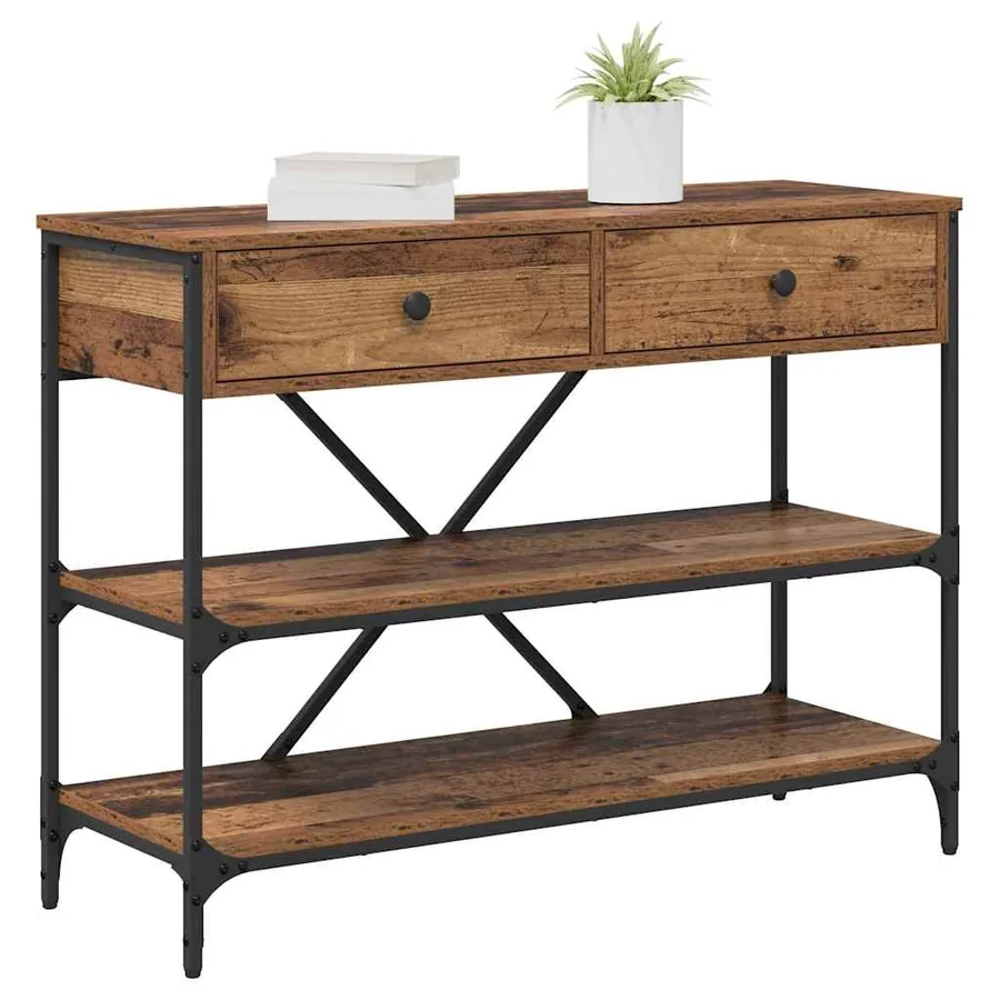 Table console avec tiroir Marron 100 x 34,5 x 75 cm bois - 3