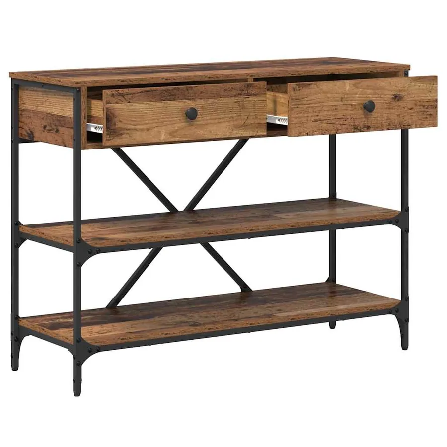 Table console avec tiroir Marron 100 x 34,5 x 75 cm bois - 5
