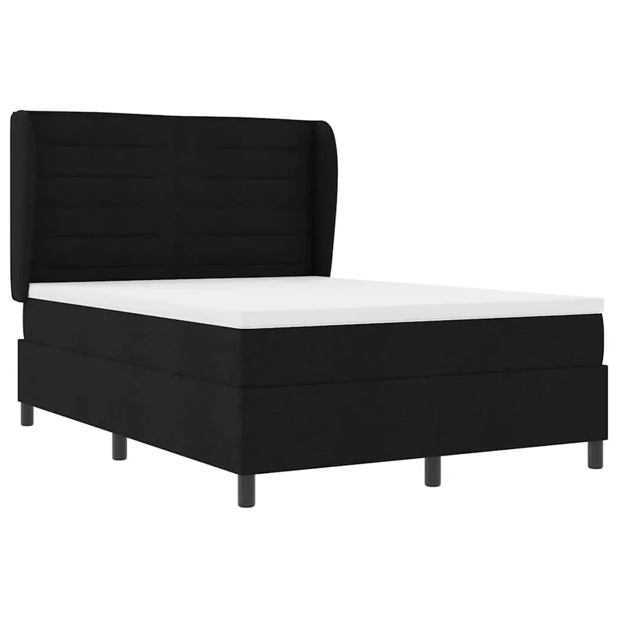 Lit à ressorts avec matelas Noir 140 x 190 cm tissu - 5