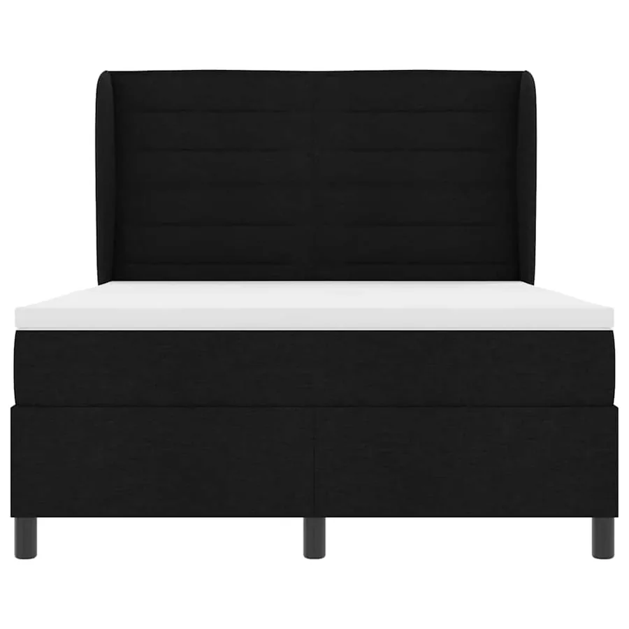 Lit à ressorts avec matelas Noir 140 x 190 cm tissu - 7