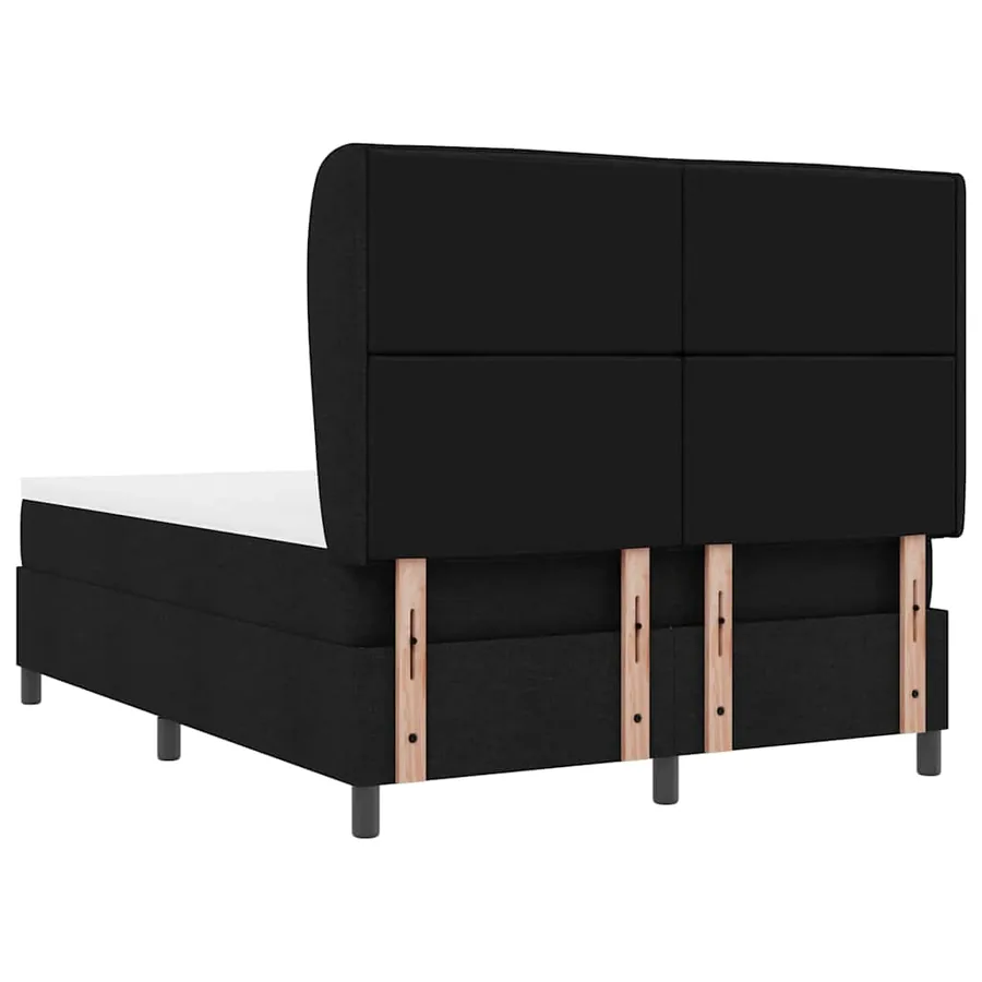 Lit à ressorts avec matelas Noir 140 x 190 cm tissu - 9