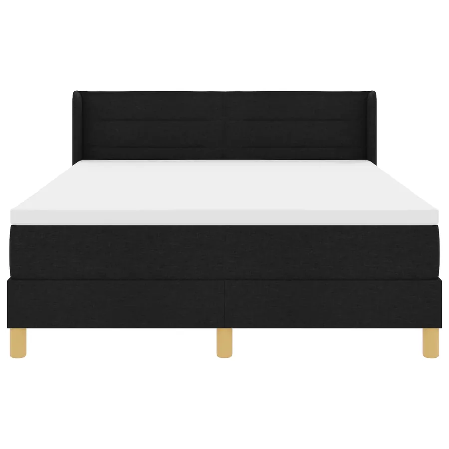 Lit à ressorts avec matelas Noir 200 x 140 cm tissu - 2