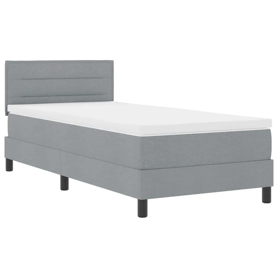 Lit à ressorts avec matelas Gris clair 90 x 200 cm tissu - 2