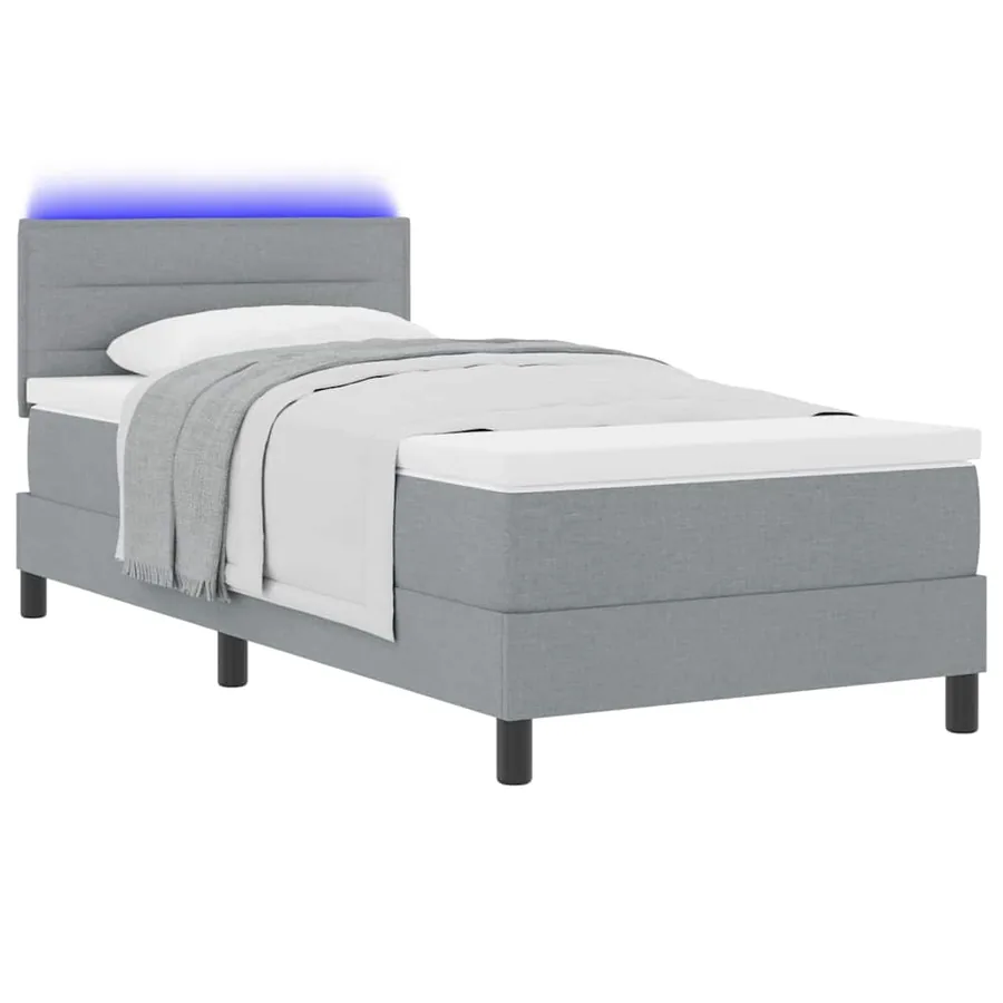 Lit à ressorts avec matelas Gris clair 90 x 200 cm tissu - 3