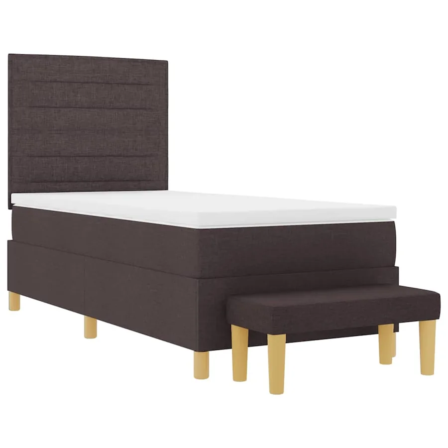 Lit à ressorts avec tête de lit Marron foncé 200 x 90 cm tissu - 7