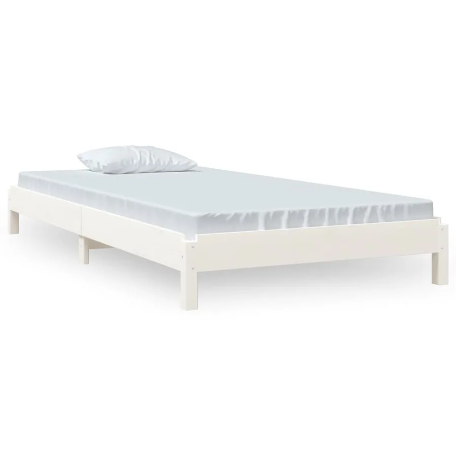 Lit empilable sans matelas blanc 90x190 cm bois de pin massif - 2