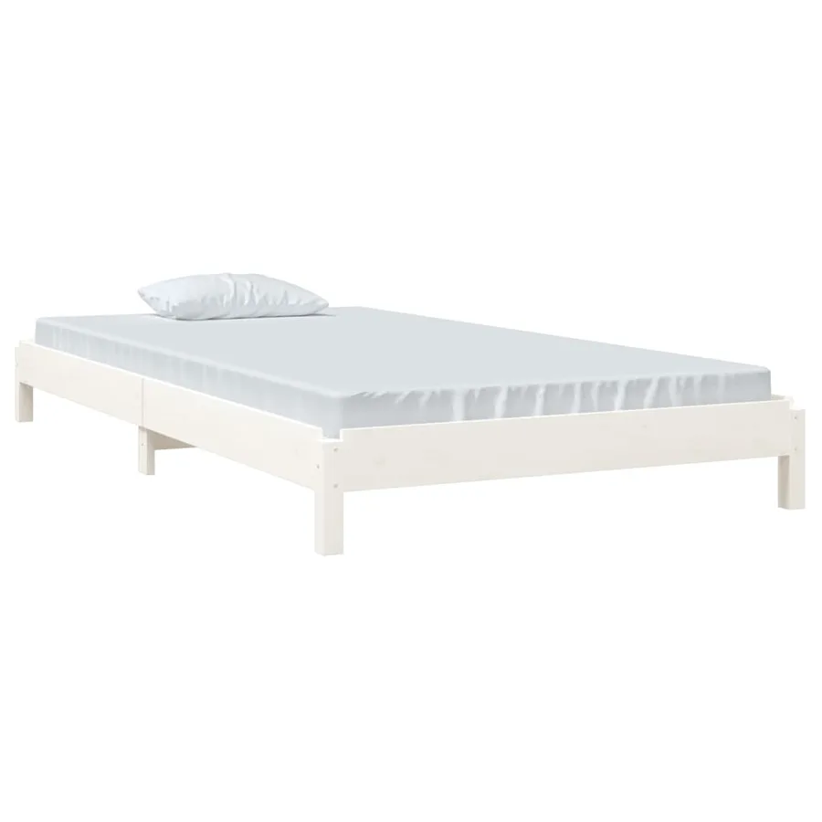 Lit empilable sans matelas blanc 90x190 cm bois de pin massif - 3