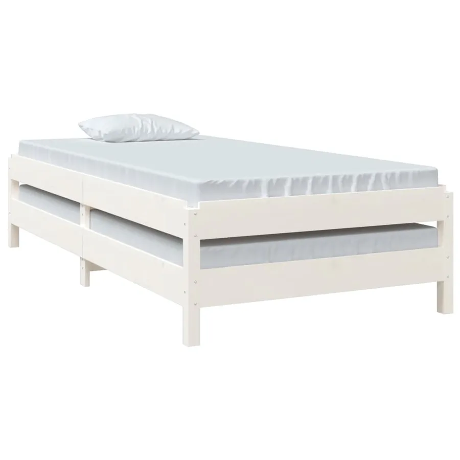 Lit empilable sans matelas blanc 90x190 cm bois de pin massif - 5