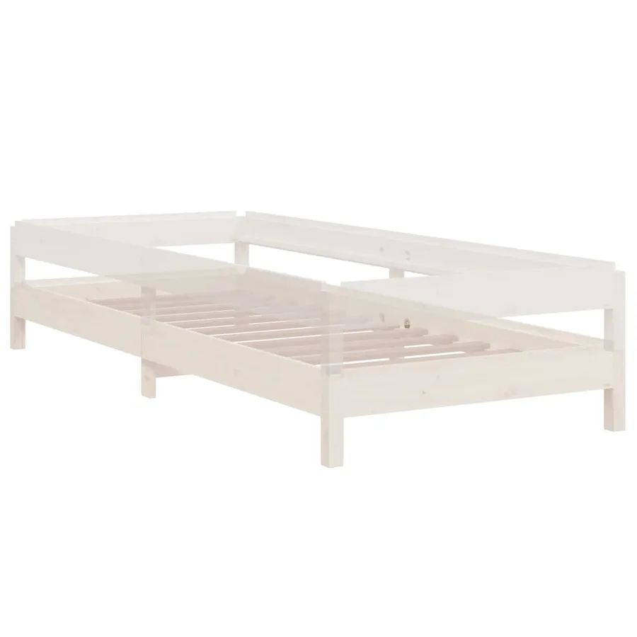 Lit empilable sans matelas blanc 90x190 cm bois de pin massif - 6