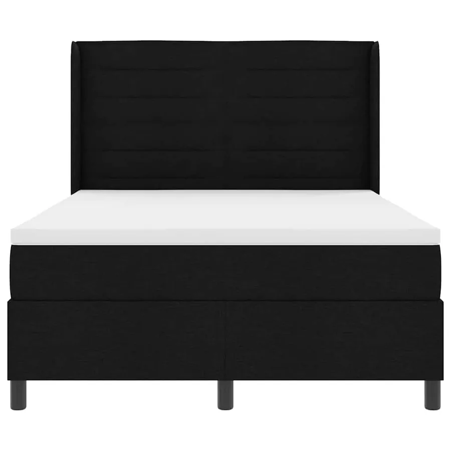 Lit à ressorts avec matelas Noir 190 x 140 cm tissu - 7