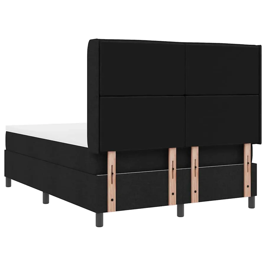 Lit à ressorts avec matelas Noir 190 x 140 cm tissu - 9
