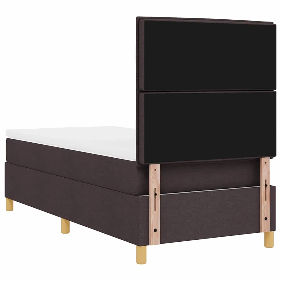 Lit à ressort LED avec matelas Marron foncé 90 x 200 cm tissu - 8