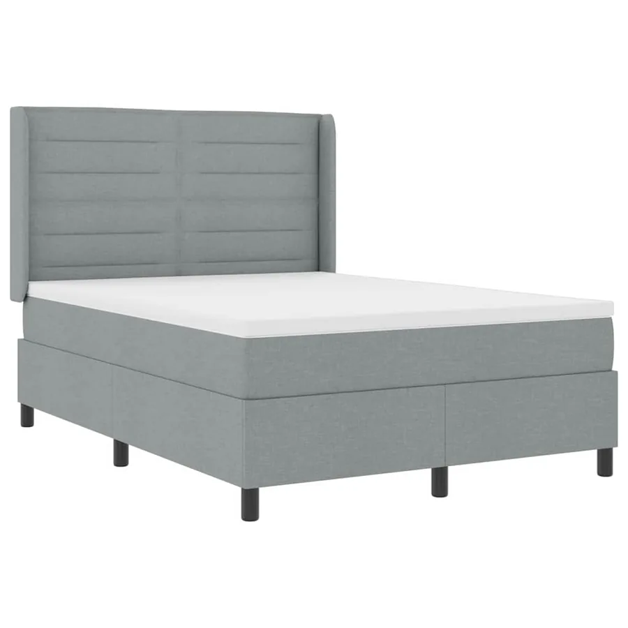 Lit à ressorts avec matelas Gris clair 200 x 140 cm tissu - 4