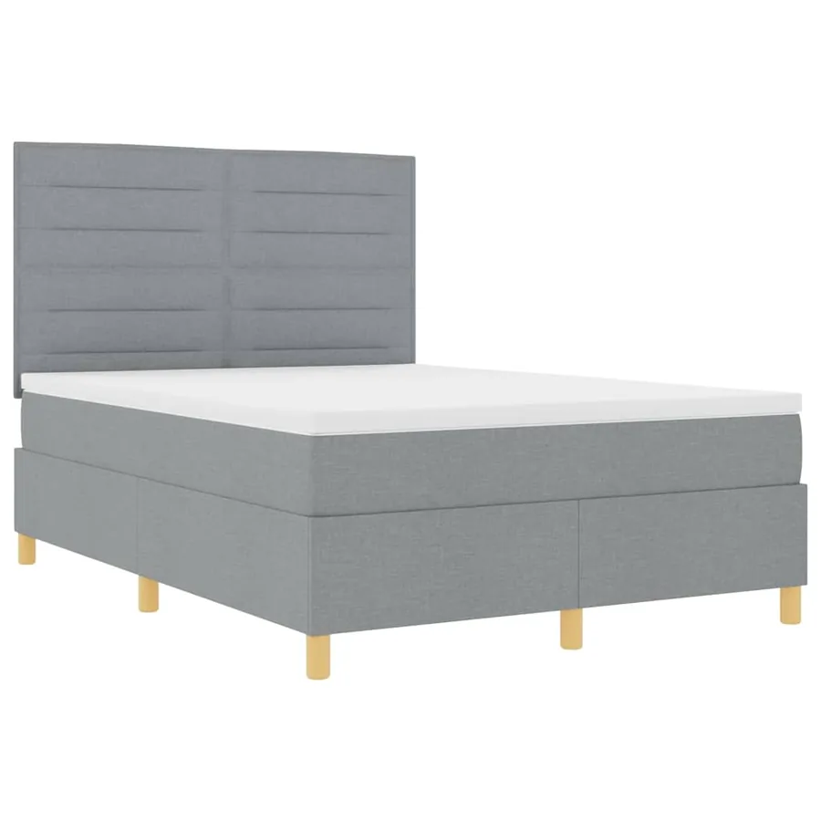 Lit à ressorts avec matelas Gris clair 140 x 200 cm tissu - 5