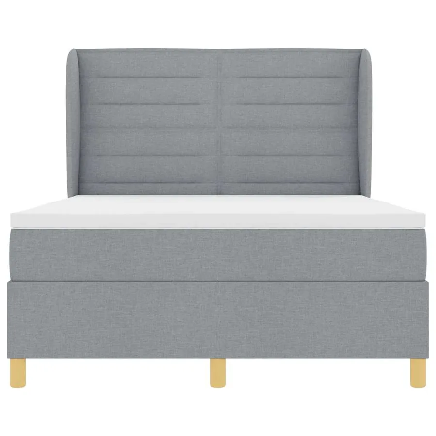 Lit à ressorts avec matelas Gris clair 190 x 140 cm tissu - 6
