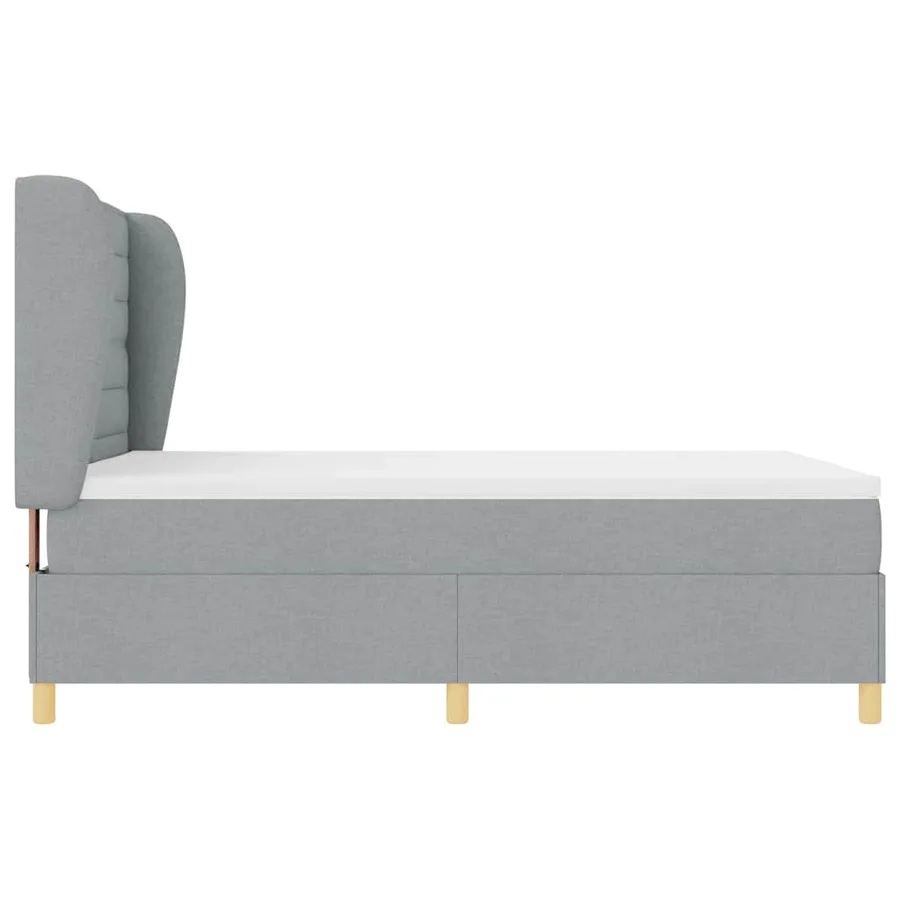 Lit à ressorts avec matelas Gris clair 190 x 140 cm tissu - 7