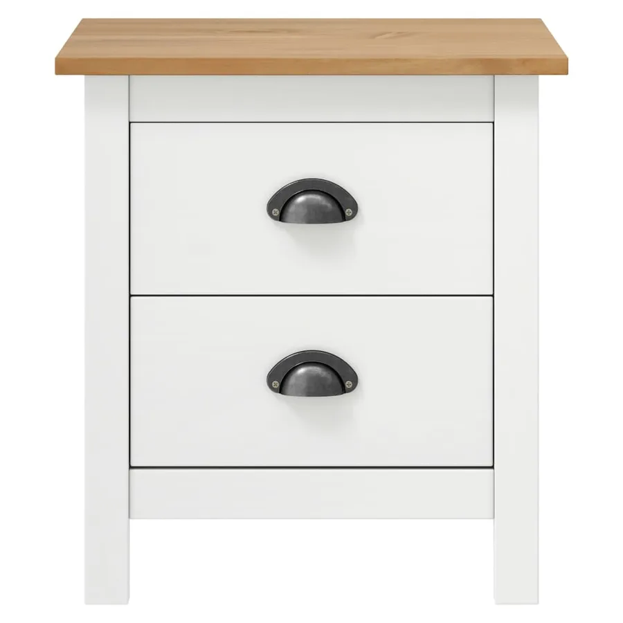 Table de chevet Hill Blanc 46x35x49,5 cm Bois de pin solide - 2