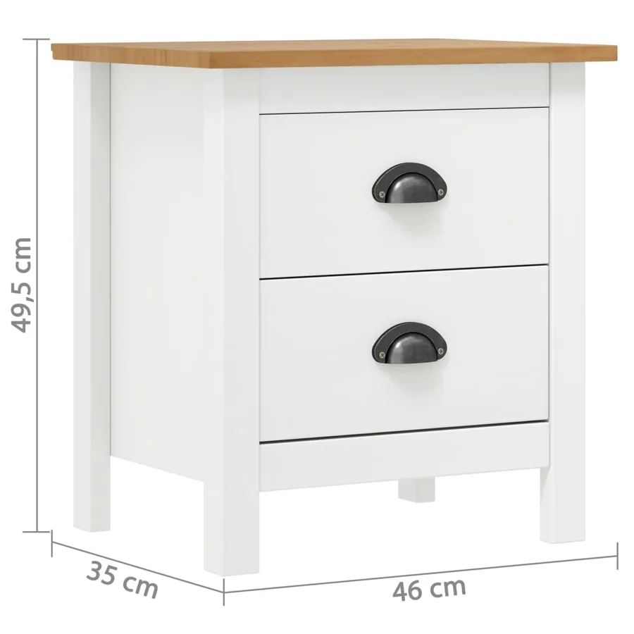 Table de chevet Hill Blanc 46x35x49,5 cm Bois de pin solide - 7