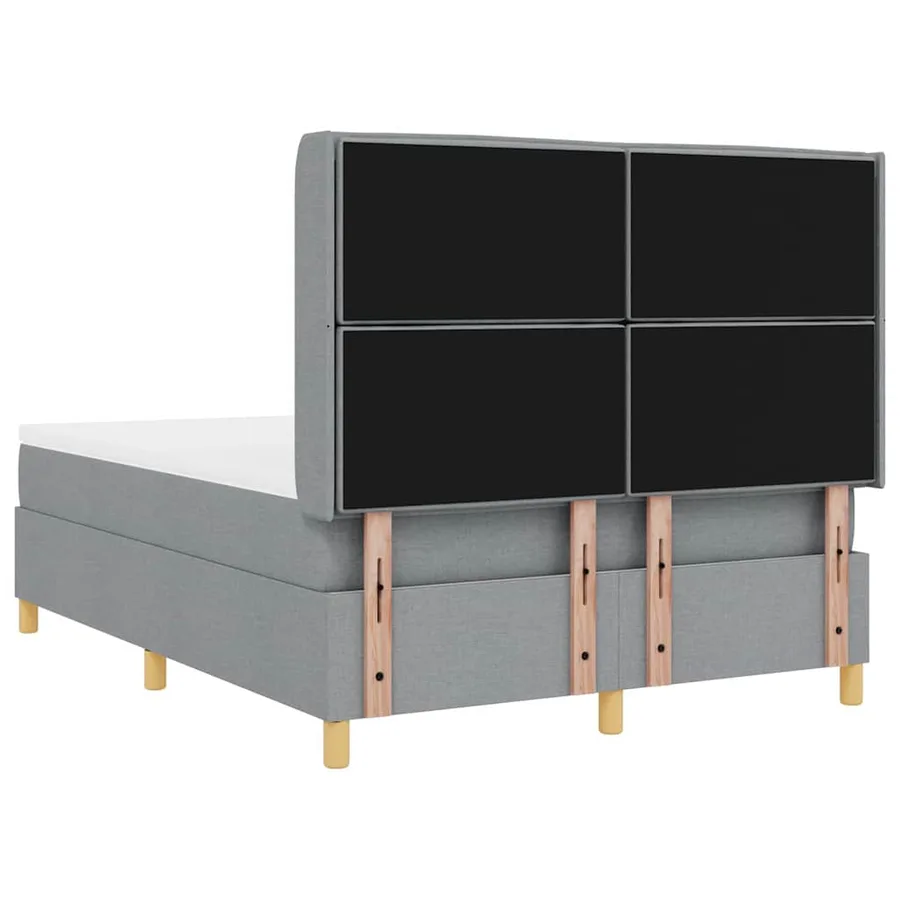 Lit à ressorts avec matelas Gris clair 140 x 190 cm tissu - 7