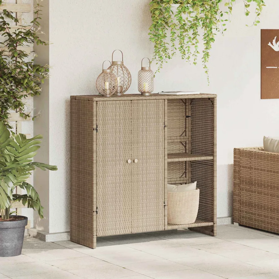 Armoire de rangement avec étagère Beige 100 x 36 x 102 cm Rotin