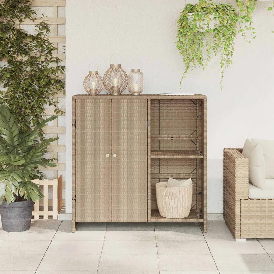 Armoire de rangement avec étagère Beige 100 x 36 x 102 cm Rotin - 3