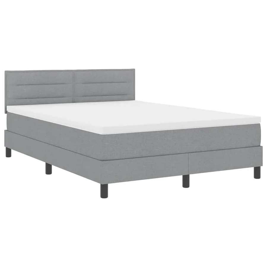 Lit à ressorts avec matelas Gris clair 140 x 190 cm tissu - 2