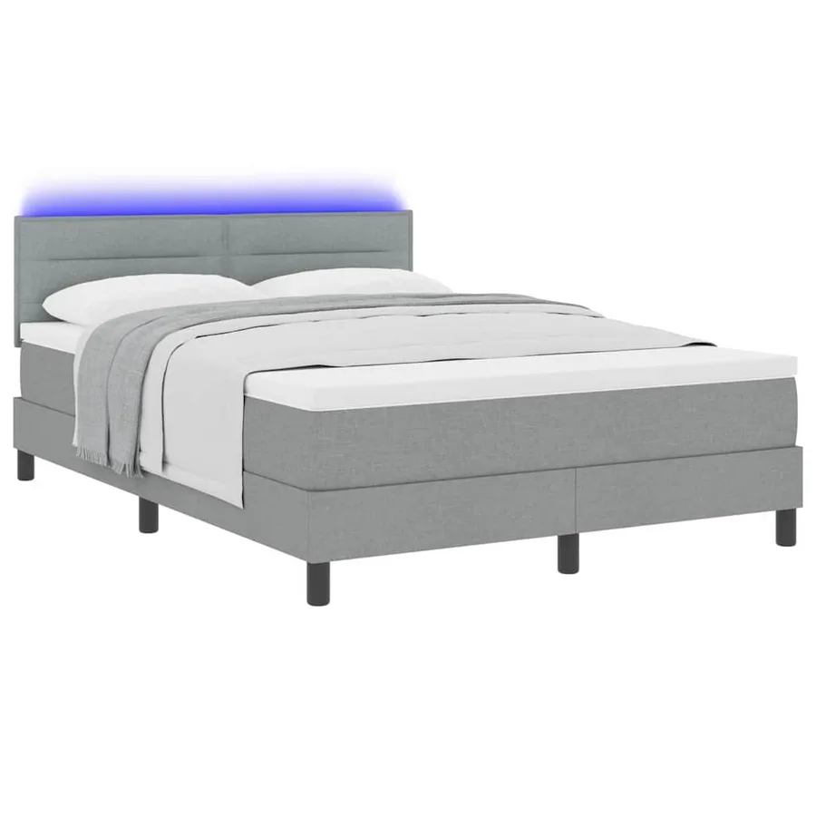 Lit à ressorts avec matelas Gris clair 140 x 200 cm tissu - 3