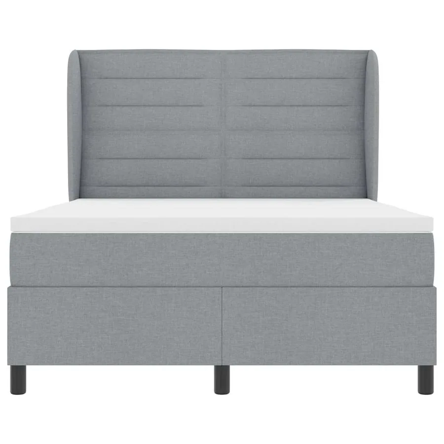 Lit à ressorts avec matelas Gris clair 140 x 190 cm tissu - 6