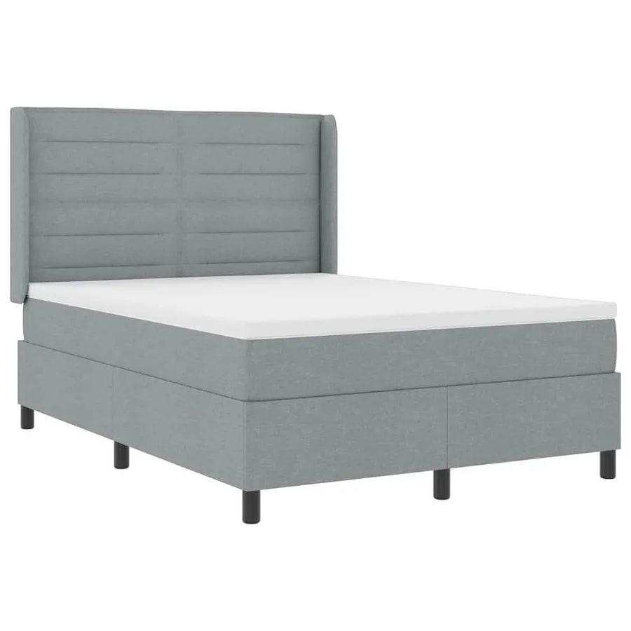 Lit à ressort LED avec matelas Gris clair 140 x 190 cm tissu - 2