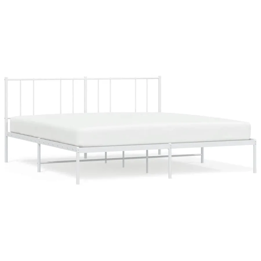 Cadre de lit métal sans matelas et tête de lit blanc 180x200 cm - 2