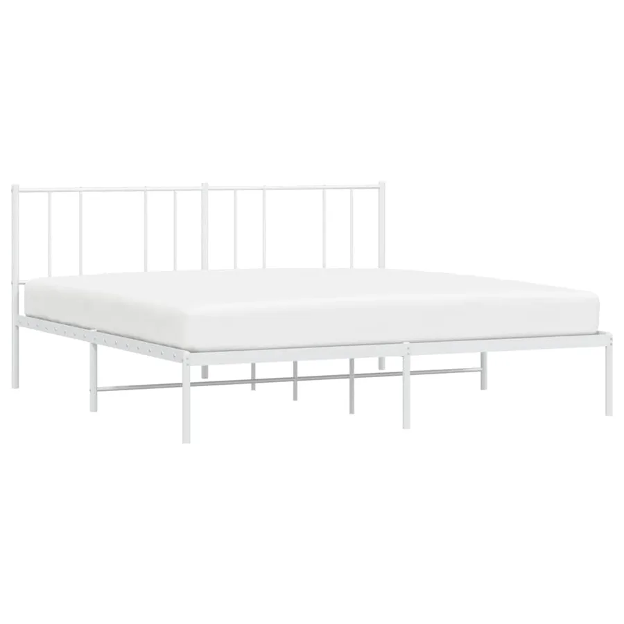 Cadre de lit métal sans matelas et tête de lit blanc 180x200 cm - 5