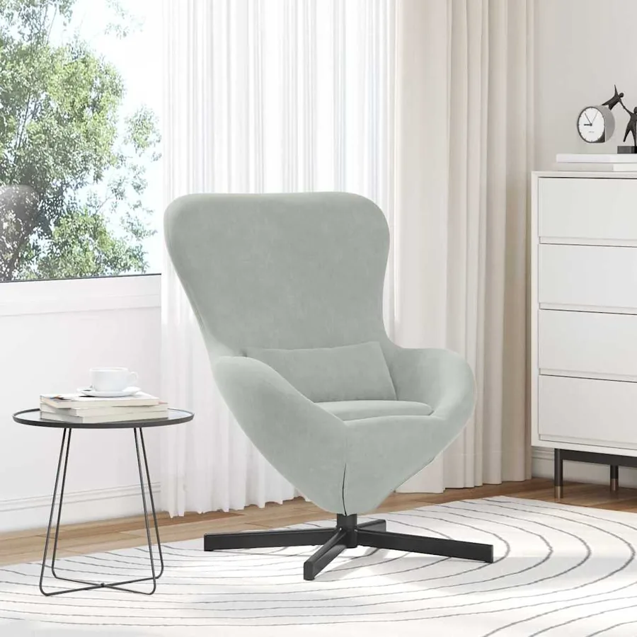 Fauteuil œuf Gris clair 63 x 73 x 90 cm Velours