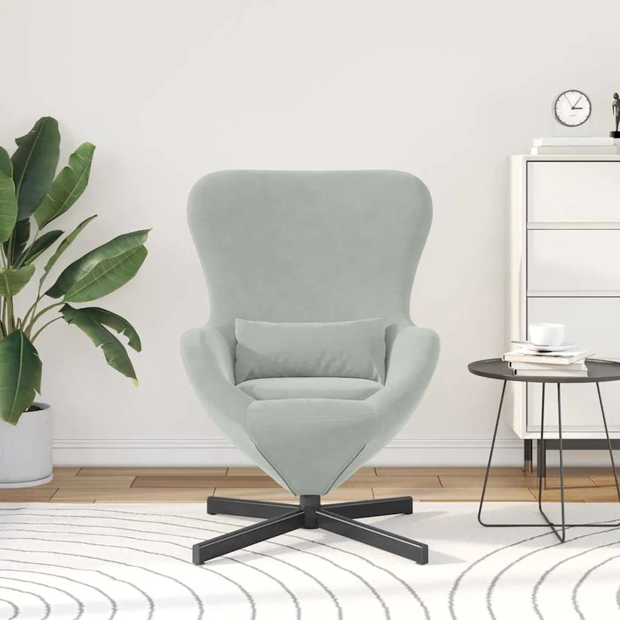 Fauteuil œuf Gris clair 63 x 73 x 90 cm Velours - 3