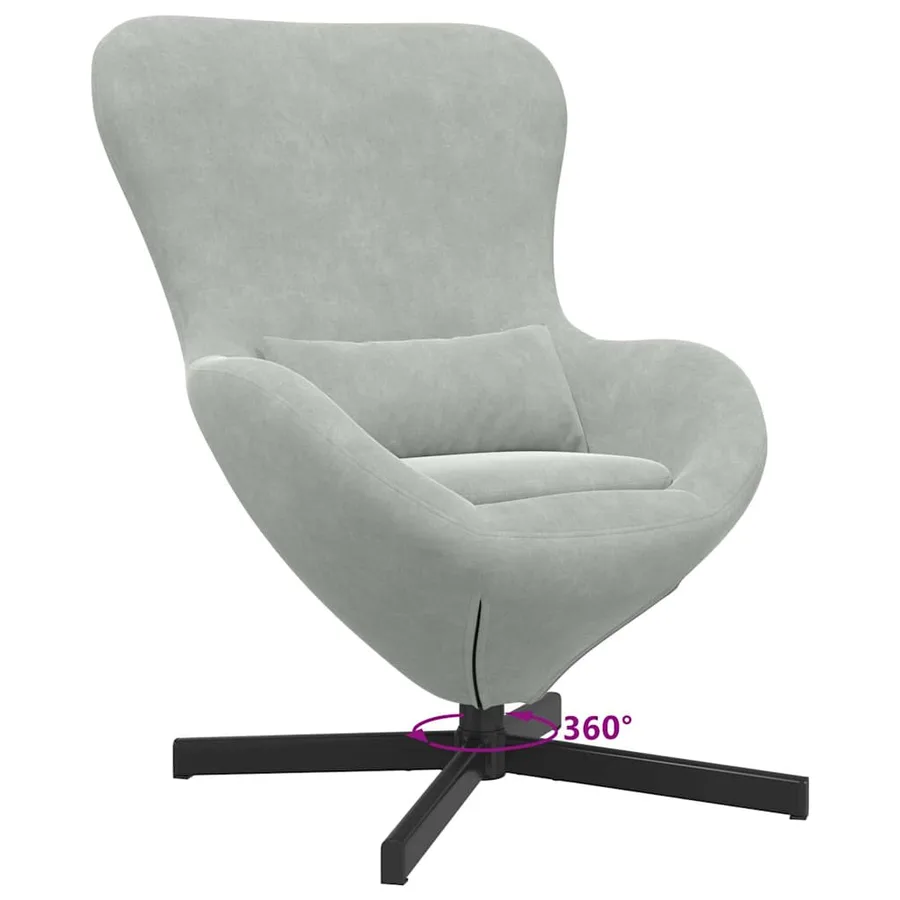 Fauteuil œuf Gris clair 63 x 73 x 90 cm Velours - 9