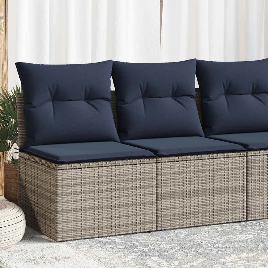 Salon de jardin 2 pcs avec coussins gris résine tressée acacia