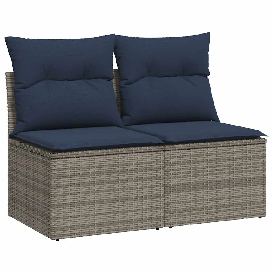 Salon de jardin 2 pcs avec coussins gris résine tressée acacia - 2