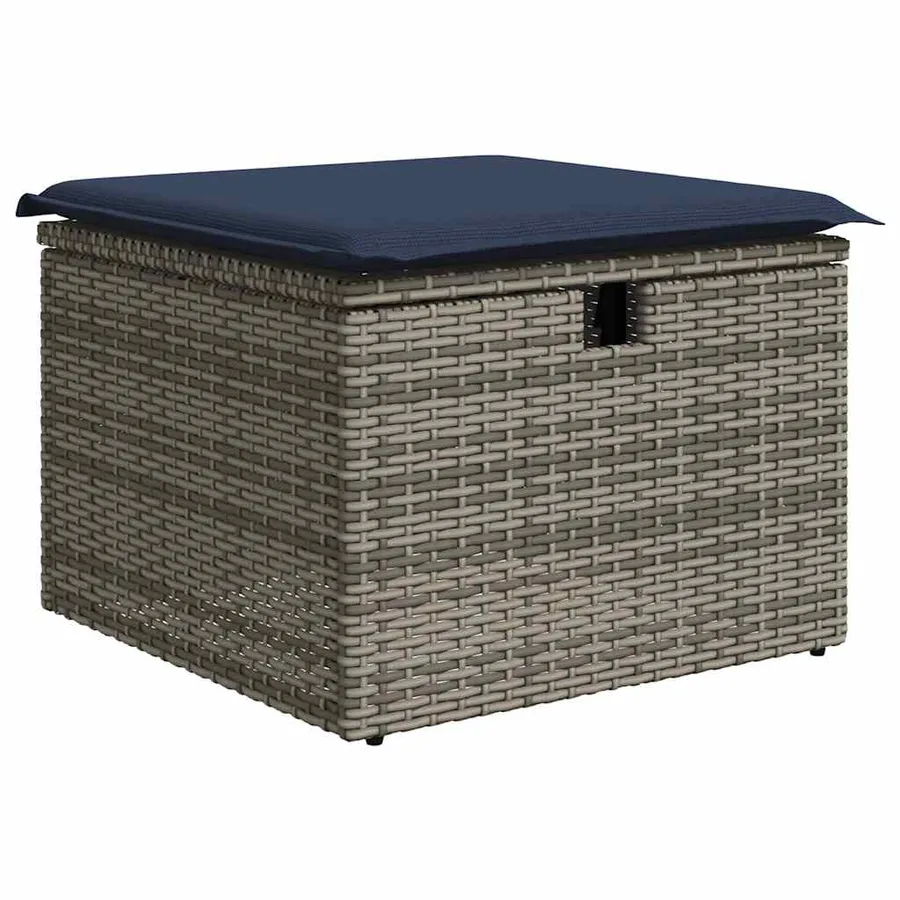 Salon de jardin 5 pcs avec coussins gris résine tressée - 5
