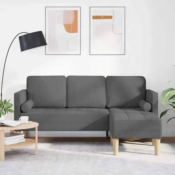 Ensemble de Canapés avec coussin Gris foncé Polyester