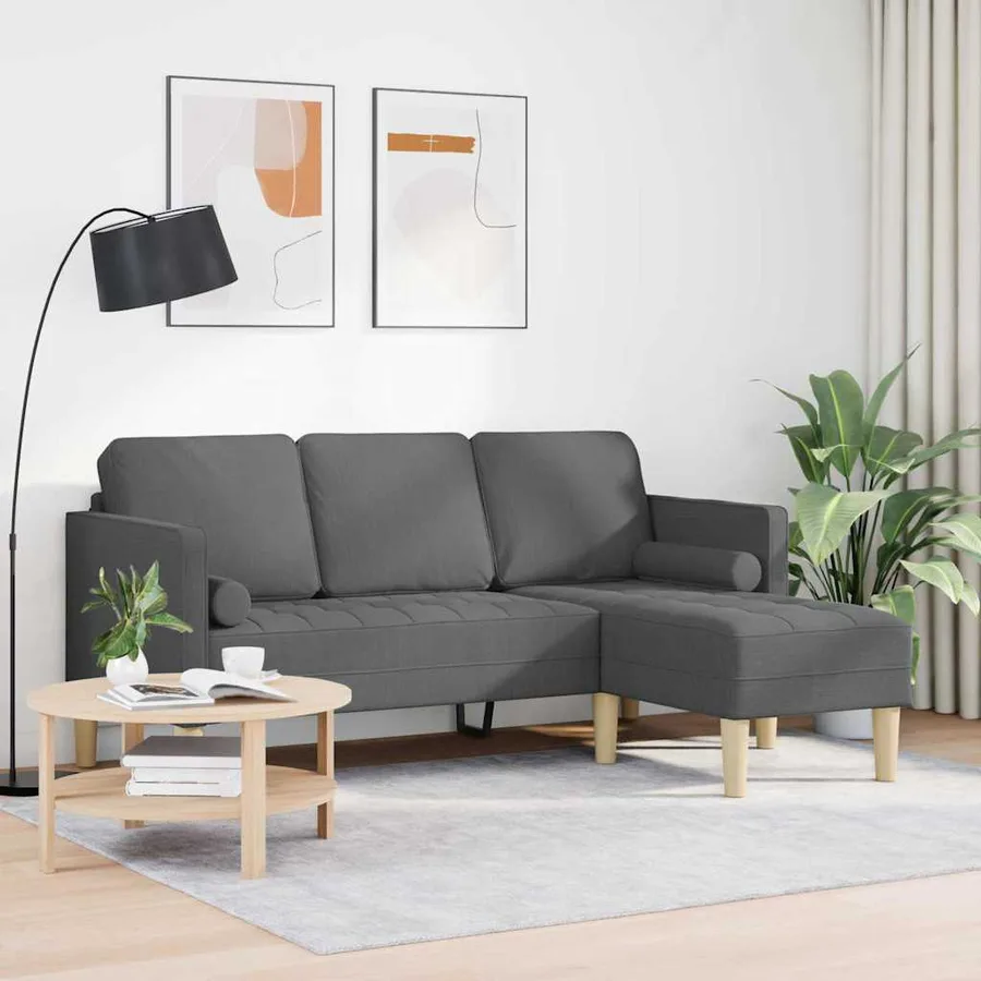 Ensemble de Canapés avec coussin Gris foncé Polyester - 3