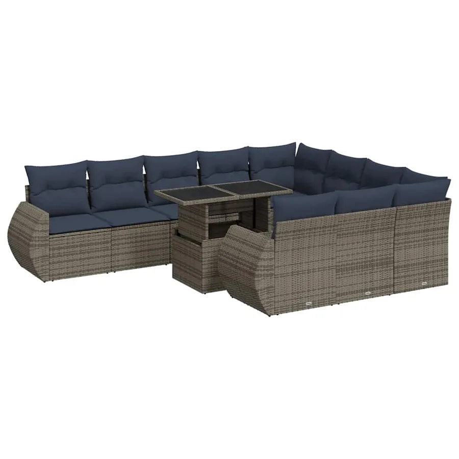 Ensemble de canapés de jardin 11 pcs et coussins rotin acacia - 2