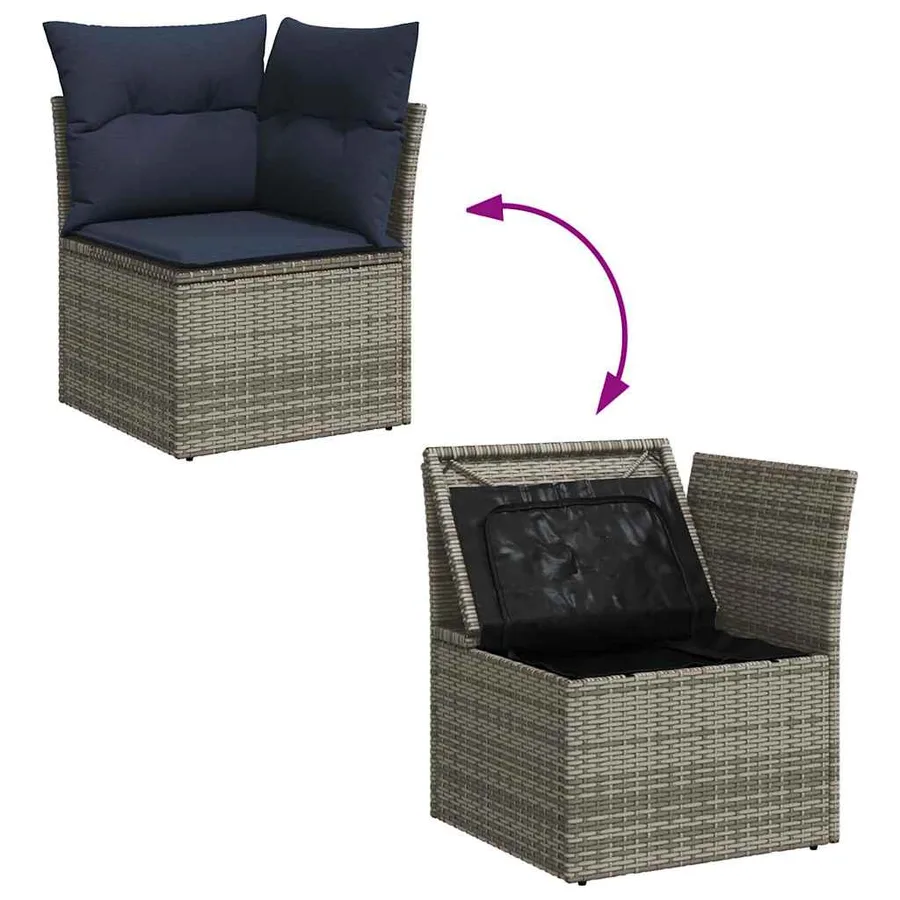 Ensemble de canapés de jardin 11 pcs et coussins rotin acacia - 8