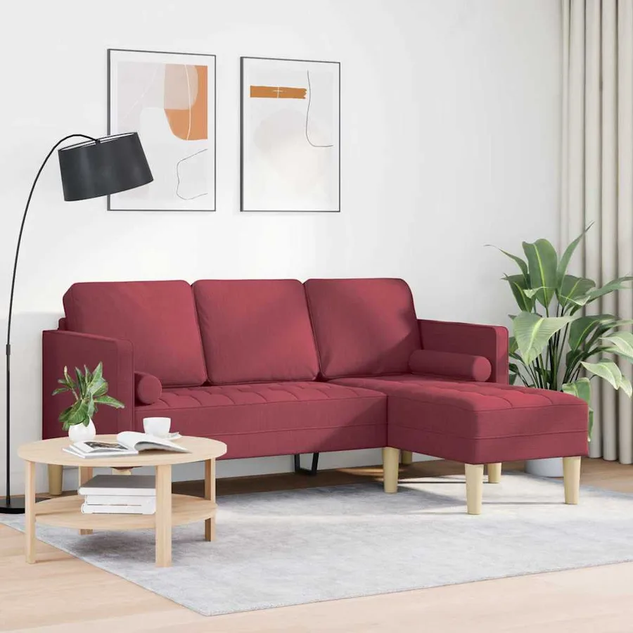 Ensemble de Canapés avec coussin Bordeaux Polyester - 3