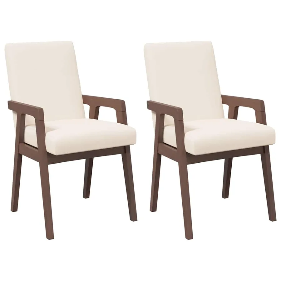 Chaises de salle à manger avec coussins (2 pcs) bois massif marron caoutchouc - 2