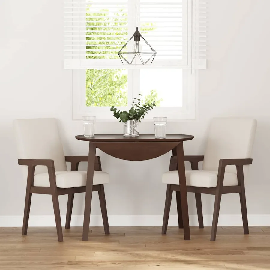 Chaises de salle à manger avec coussins (2 pcs) bois massif marron caoutchouc - 3