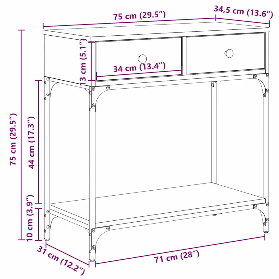 Table console chêne artisanal 75 x 34,5 x 75 cm - 12