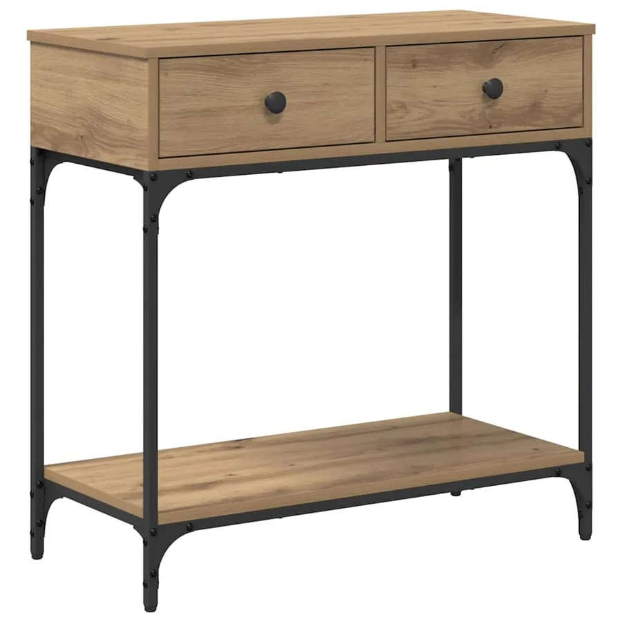 Table console chêne artisanal 75 x 34,5 x 75 cm - 2