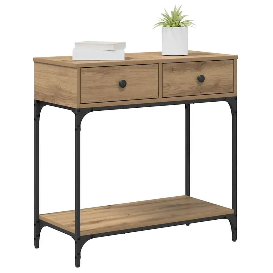 Table console chêne artisanal 75 x 34,5 x 75 cm - 3