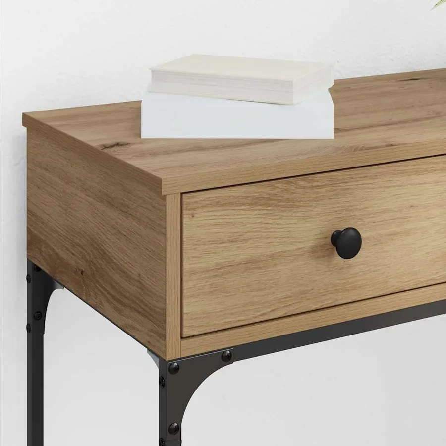 Table console chêne artisanal 75 x 34,5 x 75 cm - 4