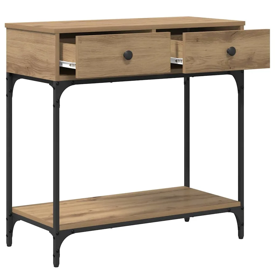 Table console chêne artisanal 75 x 34,5 x 75 cm - 5