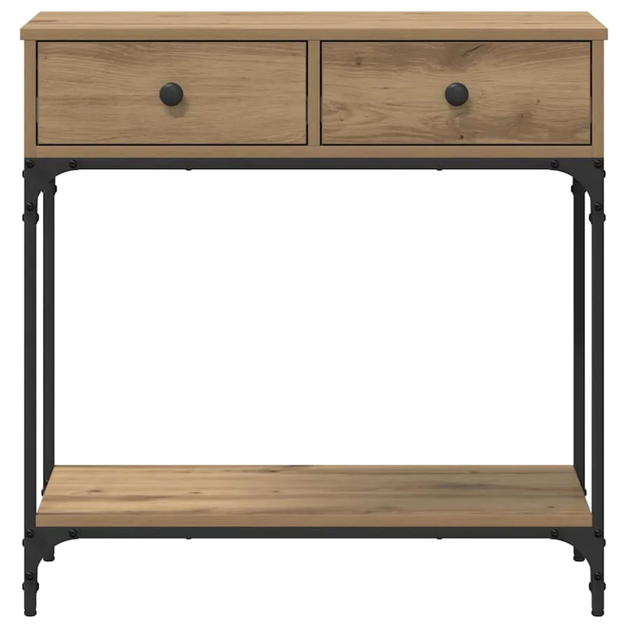 Table console chêne artisanal 75 x 34,5 x 75 cm - 6